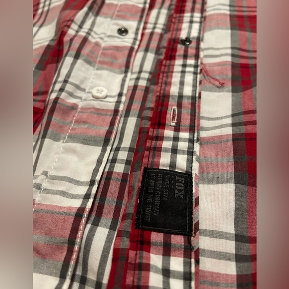 Fox racing casual button down short sleeve red plaid dress shirt Large motocross - Picture 2 of 6